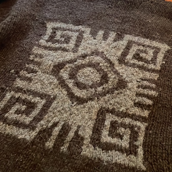 Vintage Dark Brown and Gray Oversized Wool Sweater Unisex - Picture 2 of 3